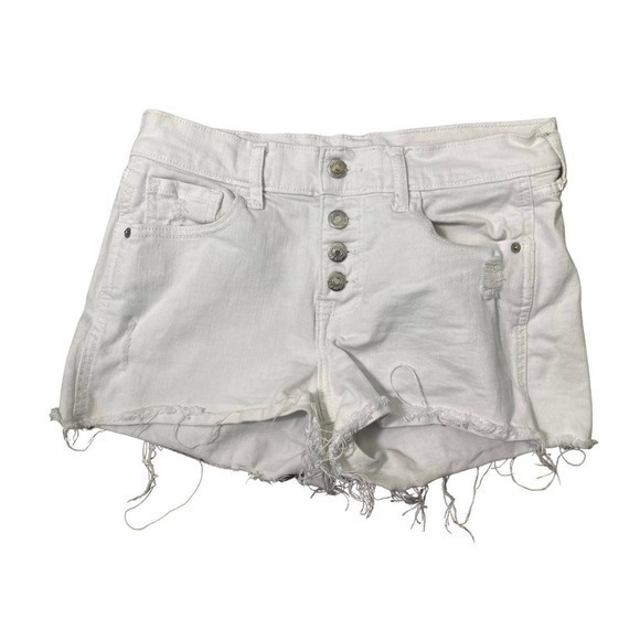 Old Navy Boyfriend Shorts Mid Rise Distressed White Shortie Women's Casual - Picture 1 of 9